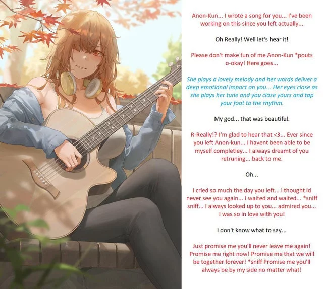 Your girlfriend plays a song for you. Anon part 3 [Childhood friend] [MalePOV] [NoSex] [Wholesome]