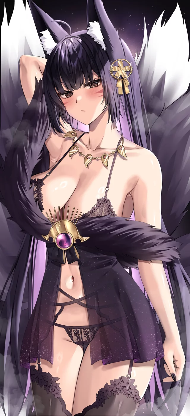 Musashi luring in black lingerie (Vitaminechan) [Azur Lane]