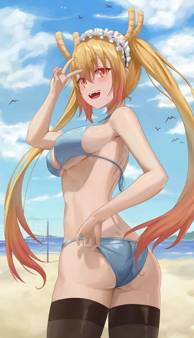Tohru playing beach volleyball (By CapLK) [Miss Kobayashi's Dragon Maid]