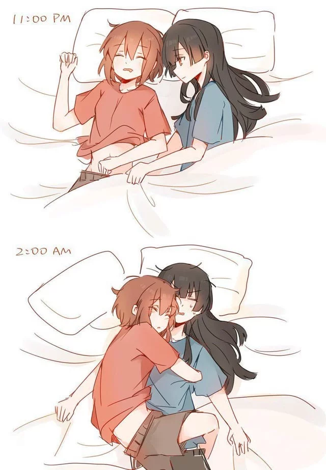 ZZZ… Mmm~ ZZZ… S-so… warm~ (I want to be your sleepy girlfriend who always clings you when we rest)