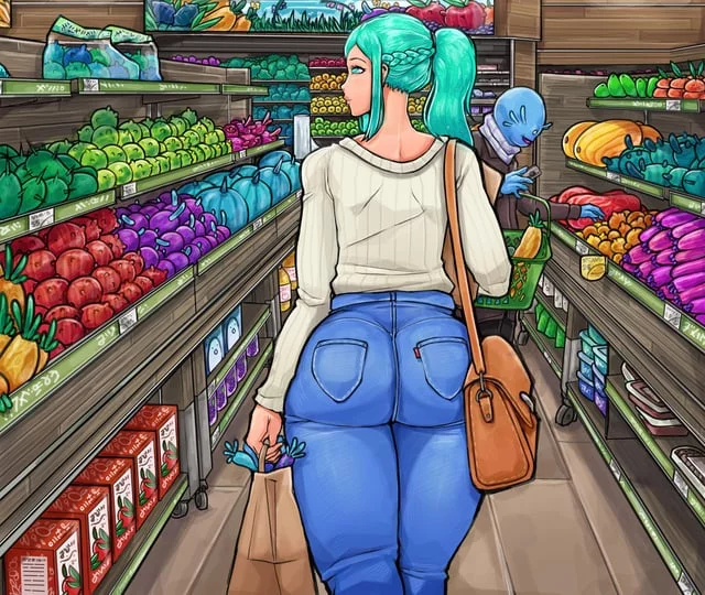 My character Charlotte shopping