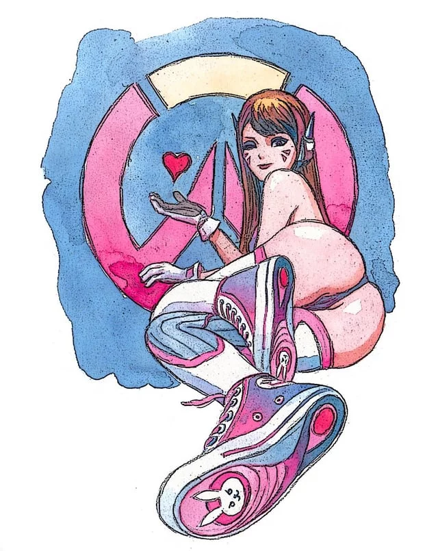 D.va. Watercolor and pencil and ps filter. (mewtwo)