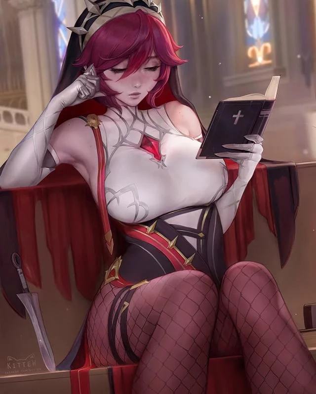 “What do you need? I’m busy reading… Ugh, everyone always has to bug me…” - (Would love to be her, sitting there trying to read but being pestered by Guys in the Cathedral for her to be theirs)