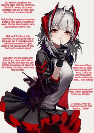 Having W as your secretary, but she is being true to you [W (Arknights)] [Verbal teasing] [Implied blowjob/ pussy eating] [Gender-neutral POV]