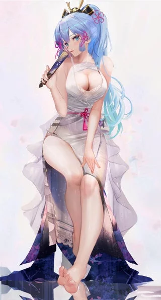 Ayaka in a white dress
