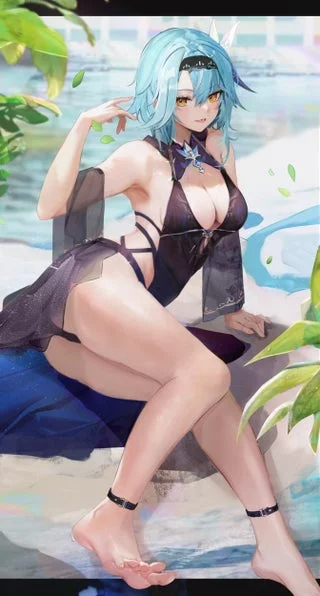 Eula in a black dress