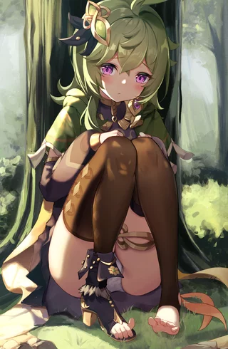 Collei's cute toes and upskirt [Genshin Impact]