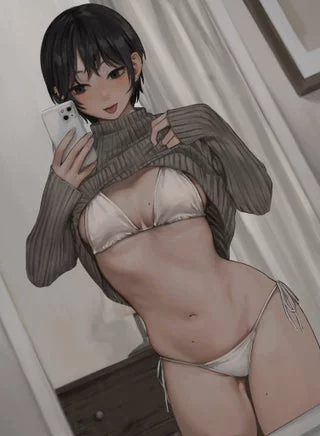 Revealing her bikini (Ricebug1821)