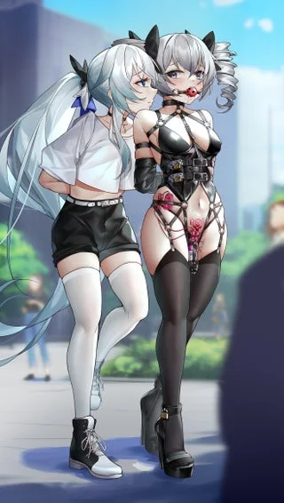 ~I lost in a game of rock, paper, scissors and this is my punishment! At least my friend is here to keep me safe, right.. right?~❤️