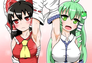 Hakurei Reimu y Kochiya Sanae (obra de ManyBooks) [Touhou Project]