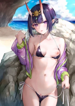 Shuten undressing herself