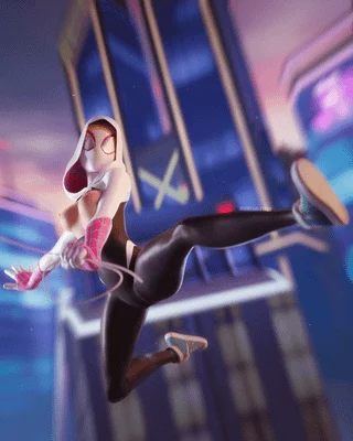 Gwen swinging into action (VirtualXtacy) [Spider-man: Spider-verse]