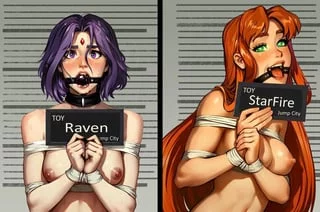 Raven and starfire finally arrested and turned to the sluts they are