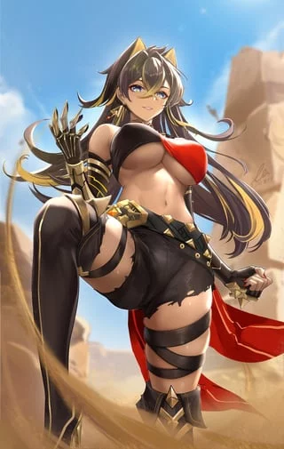 You wandered into the desert without a guide? Then you're lucky to bump to me, I'll help you pass this place safely, for a price.
