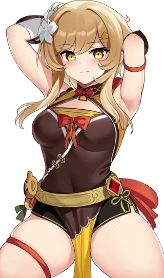lumine in xiangling's outfit