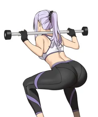 Elf doing a barbell squat (Houtengeki) [Artist's OC]
