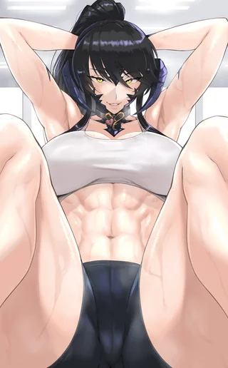 Au Ra Doing Crunches [Final Fantasy XIV]
