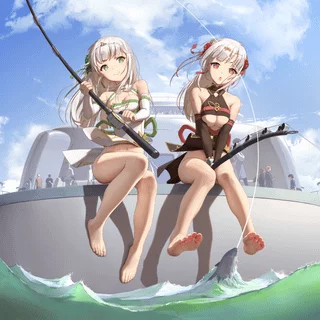 Cute girls fishing