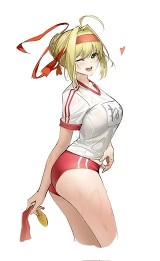 Bloomers Nero with her gold medal (Shenqi Xia Hong Zai Nali) [Fate/Grand Order]