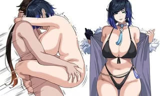 Yelan being worshipped by the Geo Archon