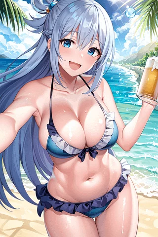 KonoSuba en la playa! By Sepiatón Aqua. [Konosuba]
