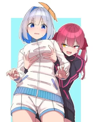 "H-Hey let go i told you they're real!" (After years apart you finally met up with your childhood friend though she's grown in more ways than one)
