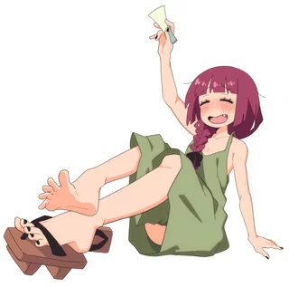 Drunk girl with black toes