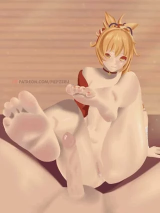 [Yoimiya] wants to give you a footjob [Genshin Impact] (Piepzeru)