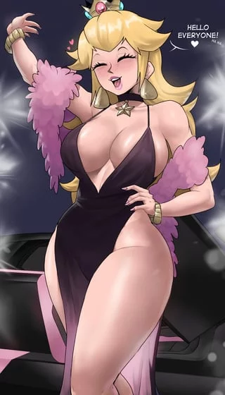 Princess Peach wearing an ultra revealing dress at the movie premiere [Mario Bros] (Echosaber)