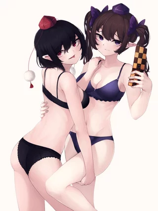 Aya Shameimaru And Hatate Himekaidou Underwear Only Together (Ammonite) [Touhou]