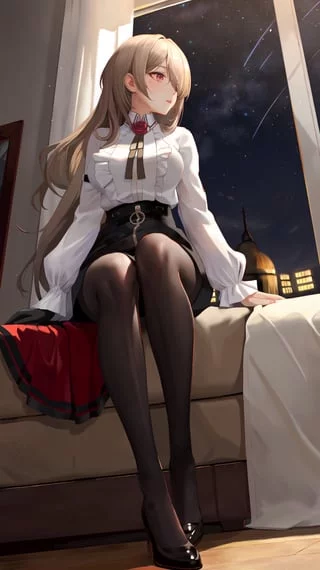 Rita Rossweisse on couch and watching outside view (ELE) [Honkai (series) | Honkai Impact 3rd]