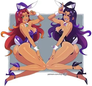 Starfire, Blackfire - Bunny tamaranean sisters (Kajin) [Teen Titans, DC]