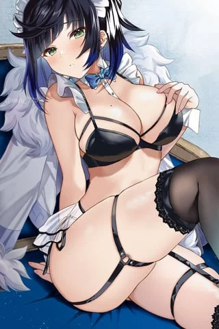 POV: you walk into your bedroom and see (Yelan) waiting for your cock dressed like this 💙