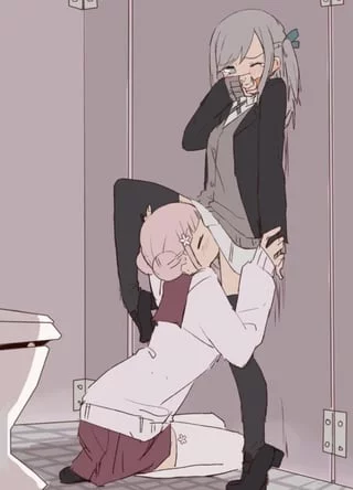 What are you doing?! There is someone in the stall next to us!