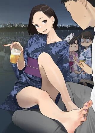 [Art] - Fireworks Festival with Senpai (Illustration by Yomu) - 'Ganbare, Douki-chan'