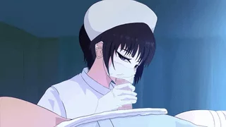 Masked nurse giving blowjob