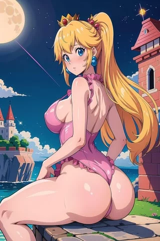 ''It's a nice castle right Mario? I love the view here!'' 👑 (AI)