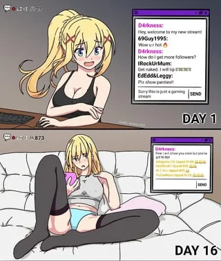 I want to be her, a streamer that gets corrupted by her chat into a slut (plz comment like you're in the chat)