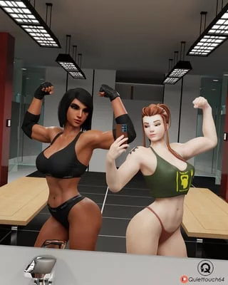 Pharah and Brigitte Gym Selfies