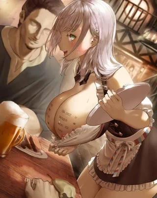 So there's the normal menu, and right here is the special menu if you'd like some extra fun with your meal. (There's something so hot about the idea of working at a cafe where customers can order sex acts off a menu written on my tits.)