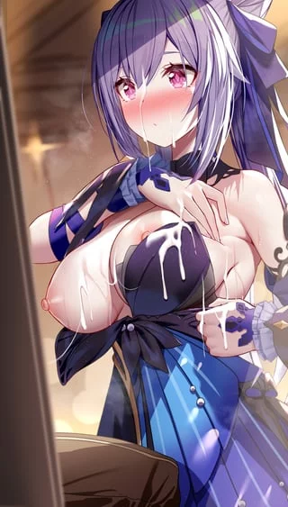 Stroking my goon stick to (Keqing) staring at her perfect body covered in cum