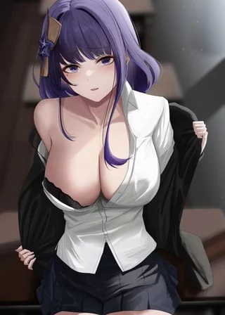 Raiden undressing [Genshin Impact]