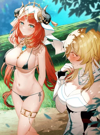 Nilou and Lumine out for a walk