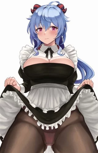 Ganyu lifts her maid dress (Maou77) [Genshin Impact]