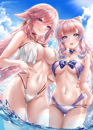 Sangonomiya Kokomi & Guuji Yae [Genshin Impact]