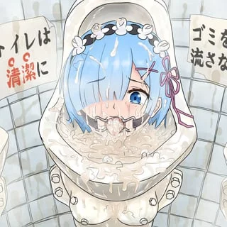 Rem restrained in public toilet can only continue to drink semen or drown.