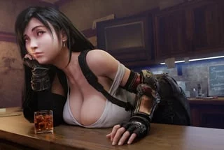 Tifa at the bar (Batesz) [Final Fantasy]