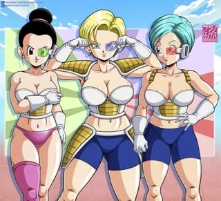 Chichi, Android 18 & Bulma in armor (FFDoujin - Fran Fuentes)
