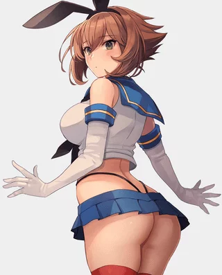 Mutsu trying out Shimakaze's outfit [Kancolle]
