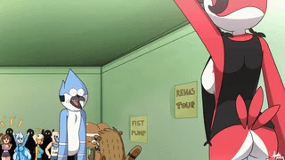 Margaret noticed Mordecai [Regular Show] (Aonoexorcist100)